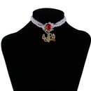 Navy Sailor Rhinestone Anchor Pendant Choker Necklace Nautical Jewerly