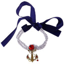 Navy Sailor Rhinestone Anchor Pendant Choker Necklace Nautical Jewerly