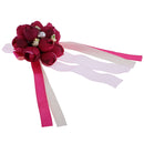 Wedding Groom Bride Boutonniere Corsage Flower Brooch Pin Ribbon Wine Red