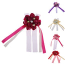 Wedding Groom Bride Boutonniere Corsage Flower Brooch Pin Ribbon Wine Red