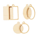 60Pieces Assorted Wooden Frame Pendant Oval Rectangle Round Shapes Wood Charms Cutting