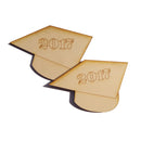 Pack of 10 MDF 2017 Graduation Cap Blank Wooden Shape Pieces DIY Craft Scrapbooking