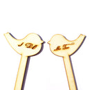 2pcs Romantic Wooden Love Birds Shape Rustic Cake Topper Wedding Party Anniversary Favors Cake Pick Sign Stand