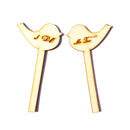 2pcs Romantic Wooden Love Birds Shape Rustic Cake Topper Wedding Party Anniversary Favors Cake Pick Sign Stand