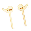 2pcs Romantic Wooden Love Birds Shape Rustic Cake Topper Wedding Party Anniversary Favors Cake Pick Sign Stand