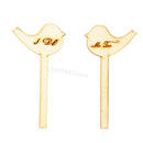 2pcs Romantic Wooden Love Birds Shape Rustic Cake Topper Wedding Party Anniversary Favors Cake Pick Sign Stand