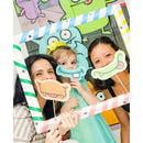 Cartoon DIY Stripe Selfie Frame Photo Booth Prop for kids Birthday Party