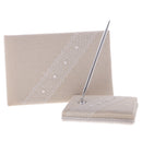 5pcs /Set Burlap Ring Pillow Basket Pen Set Guest Book Garter Wedding Party