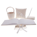 5pcs /Set Burlap Ring Pillow Basket Pen Set Guest Book Garter Wedding Party