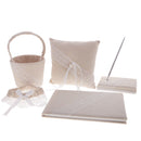5pcs /Set Burlap Ring Pillow Basket Pen Set Guest Book Garter Wedding Party