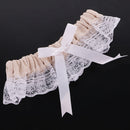 Wedding Bridal Elastic Burlap Lace Flower Leg Garter with Bow Thigh Ring