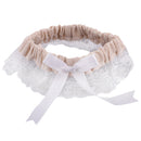 Wedding Bridal Elastic Burlap Lace Flower Leg Garter with Bow Thigh Ring
