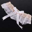 Wedding Bridal Elastic Burlap Lace Flower Leg Garter with Bow Thigh Ring