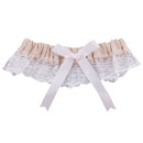 Wedding Bridal Elastic Burlap Lace Flower Leg Garter with Bow Thigh Ring