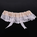 Wedding Bridal Elastic Burlap Lace Flower Leg Garter with Bow Thigh Ring