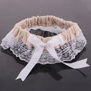 Wedding Bridal Elastic Burlap Lace Flower Leg Garter with Bow Thigh Ring