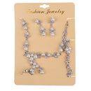Fashion Diamante Wedding Party Jewelry Set Bridesmaid Silver Crystal Pearl Necklace Earrings Ring Bracelet Jewellery Set
