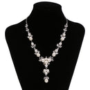 Fashion Diamante Wedding Party Jewelry Set Bridesmaid Silver Crystal Pearl Necklace Earrings Ring Bracelet Jewellery Set
