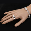 Fashion Diamante Wedding Party Jewelry Set Bridesmaid Silver Crystal Pearl Necklace Earrings Ring Bracelet Jewellery Set