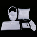 5pcs /Set Satin Bow Ring Pillow Basket Pen Set Guest Book Garter for Wedding