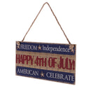 American USA Celebration Wooden Hanging Plaque Wood Sign -HAPPY 4TH of JULY