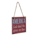 American USA Patriotic Wooden Hanging Plaque Sign-God shed His grace on thee