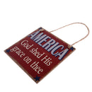 American USA Patriotic Wooden Hanging Plaque Sign-God shed His grace on thee