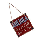 American USA Patriotic Wooden Hanging Plaque Sign-God shed His grace on thee