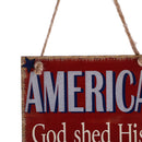 American USA Patriotic Wooden Hanging Plaque Sign-God shed His grace on thee