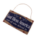 American USA Patriotic Wooden Hanging Plaque Sign-God Bless America
