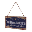 American USA Patriotic Wooden Hanging Plaque Sign-God Bless America