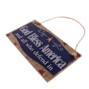 American USA Patriotic Wooden Hanging Plaque Sign-God Bless America