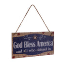 American USA Patriotic Wooden Hanging Plaque Sign-God Bless America
