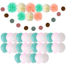 40/set Tissue Paper Flower Pom Poms Latex balloon for Wedding Party Decor
