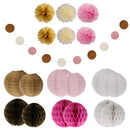 Lot of 19pcs Mixed Paper Honeycomb Flowers Lanterns with Polka Dot Bunting Wedding Party Decor Kits