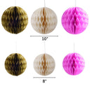 Lot of 19pcs Mixed Paper Honeycomb Flowers Lanterns with Polka Dot Bunting Wedding Party Decor Kits