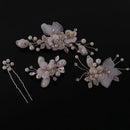 4 Pieces Wedding Party Bridal Barrettes Rhinestone Pearl Tulle Flower Twisted Wire Hairpin Hair Clips Women Hair Accessories