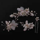 4 Pieces Wedding Party Bridal Barrettes Rhinestone Pearl Tulle Flower Twisted Wire Hairpin Hair Clips Women Hair Accessories
