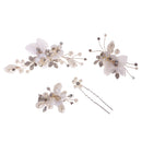 4 Pieces Wedding Party Bridal Barrettes Rhinestone Pearl Tulle Flower Twisted Wire Hairpin Hair Clips Women Hair Accessories