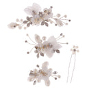 4 Pieces Wedding Party Bridal Barrettes Rhinestone Pearl Tulle Flower Twisted Wire Hairpin Hair Clips Women Hair Accessories