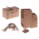 50pcs Vintage Kraft Paper Boxes Sweets Candy Cookies Brown Rectangular Gift Boxes Wedding Party Supplies Hemp Strings Tags