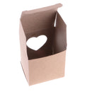 50pcs Vintage Kraft Paper Boxes Sweets Candy Cookies Brown Square Gift Boxes Wedding Party Supplies Love Heart Window