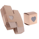 50pcs Vintage Kraft Paper Boxes Sweets Candy Cookies Brown Square Gift Boxes Wedding Party Supplies Love Heart Window