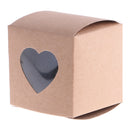50pcs Vintage Kraft Paper Boxes Sweets Candy Cookies Brown Square Gift Boxes Wedding Party Supplies Love Heart Window