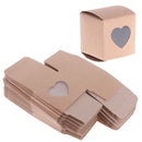 50pcs Vintage Kraft Paper Boxes Sweets Candy Cookies Brown Square Gift Boxes Wedding Party Supplies Love Heart Window