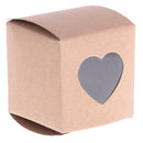 50pcs Vintage Kraft Paper Boxes Sweets Candy Cookies Brown Square Gift Boxes Wedding Party Supplies Love Heart Window