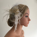 Handmade Hair Clip Hair Accessory Crystal Pearl Wedding Bridal Prom Fascinator Mesh Net Face Veil Retro Feather Barrette