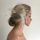 Handmade Hair Clip Hair Accessory Crystal Pearl Wedding Bridal Prom Fascinator Mesh Net Face Veil Retro Feather Barrette