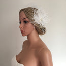 Vintage Women's White Birdcage Veil with Feather Fascinator Wedding/Tea Party/Church