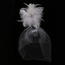 Vintage White Feather Fascinator Hair Clip Wedding Church Birdcage Face Veil Headpiece Women's Party Headwear